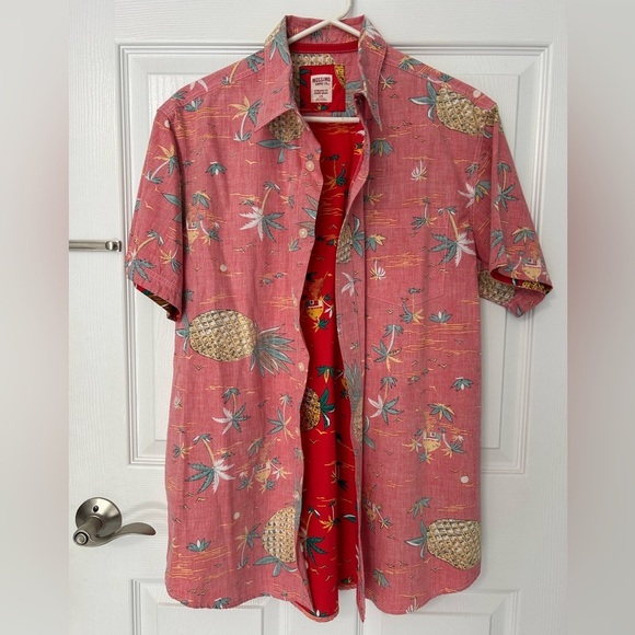 NWOT Men’s Mossimo Hawaiian Pineapple Palm Tree Button Down Shirt Size Large - Picture 4 of 7